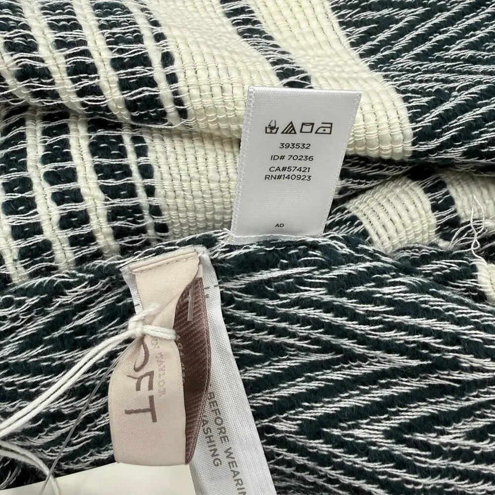Loft Ann Taylor Infinity Scarf Navy Creme Textured Knit 3 Ways to Wear Loop NWT